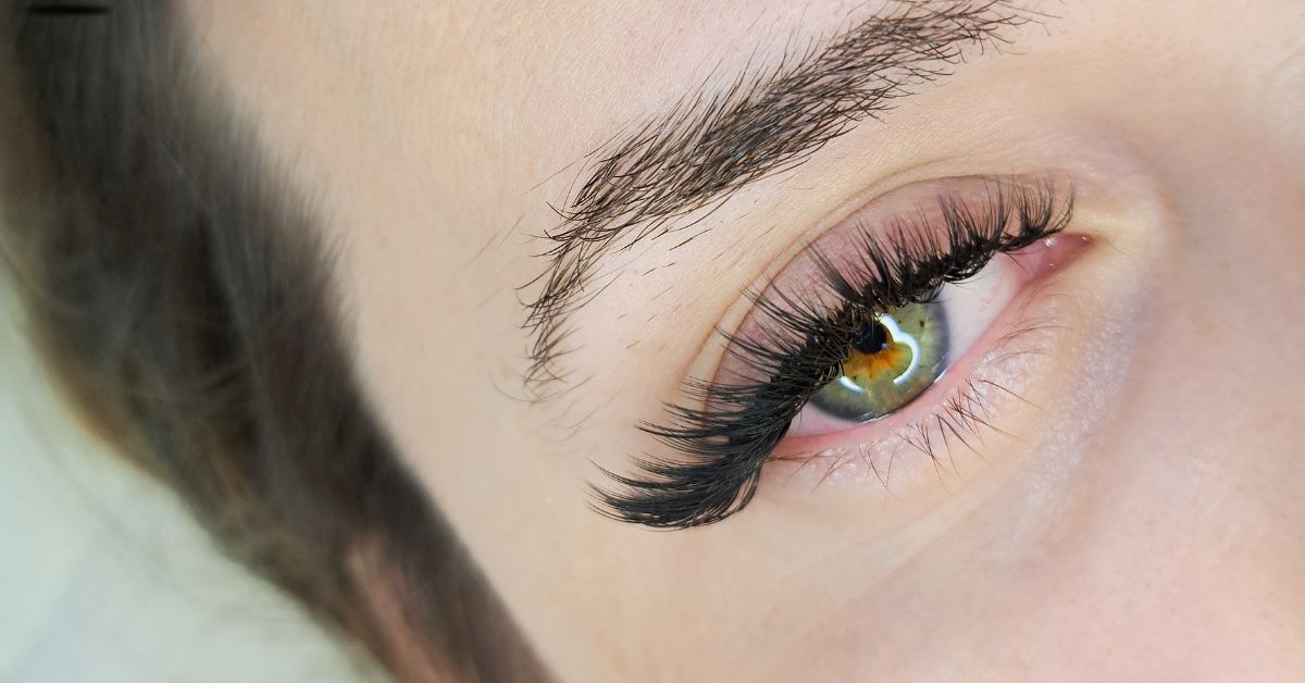 close of eyelash extensions